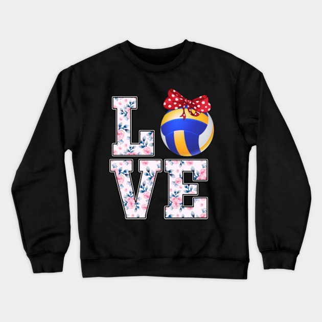 Summer Floral Love Volleyball Crewneck Sweatshirt by jrgmerschmann